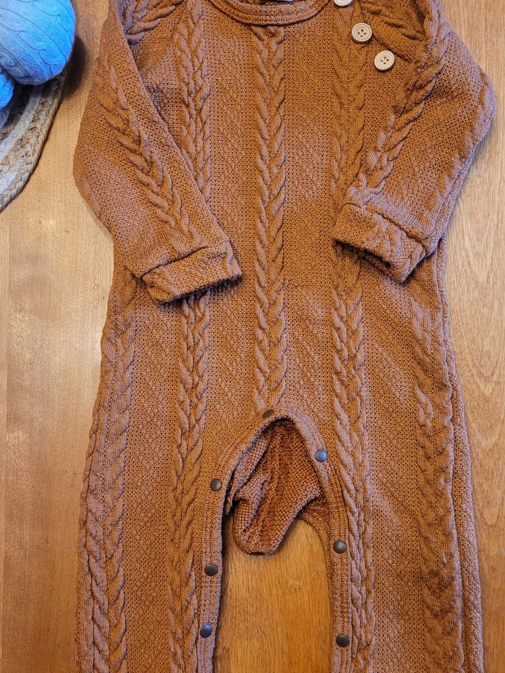 Cozy Cable Knit Baby One-Piece in Rust Brown